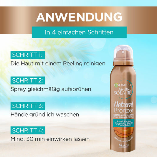 Garnier Ambre Solaire Selbstbräunungs Duo - Gesicht & Körper - Selbstbräuner Spray und Konzentrat, für Langlebige, natürliche Bräune