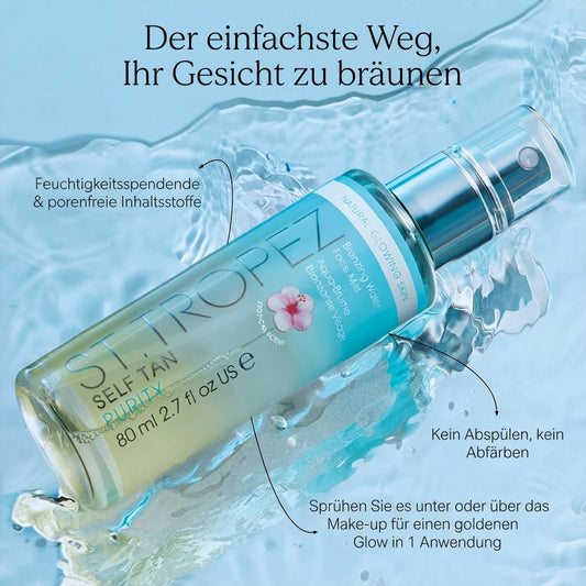 St.Tropez Purity Face Mist – Transparentes Selbstbräuner‑Wasser mit Hyaluron, 80 ml
