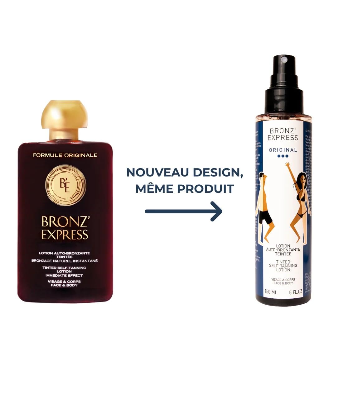 BRONZ EXPRESS | Selbstbräuner Gesicht und Körper Getönte | Lotion 150 Milliliter | Natürliche Bräune Ohne Sonne | Sofortige Gesunde Bräune | Französische Traditionsmarke Seit 1960 | Ikonische Formel