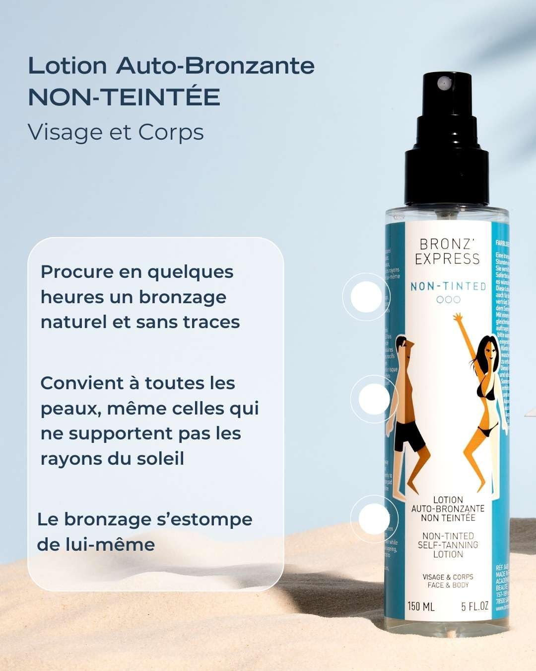 BRONZ EXPRESS | Selbstbräuner Gesicht und Körper Getönte | Lotion Natürliches Ergebnis | 150 Milliliter | Natürliche Bräune | Sofortige Gesunde Bräune | Französische Traditionsmarke Seit 1960