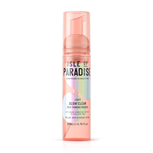 Isle of Paradise Self Tan Mousse, Light (200 ml) Glow Clear Selbstbräunungsschaum, natürliche Inhaltsstoffe & vegan (Verpackung kann variieren)