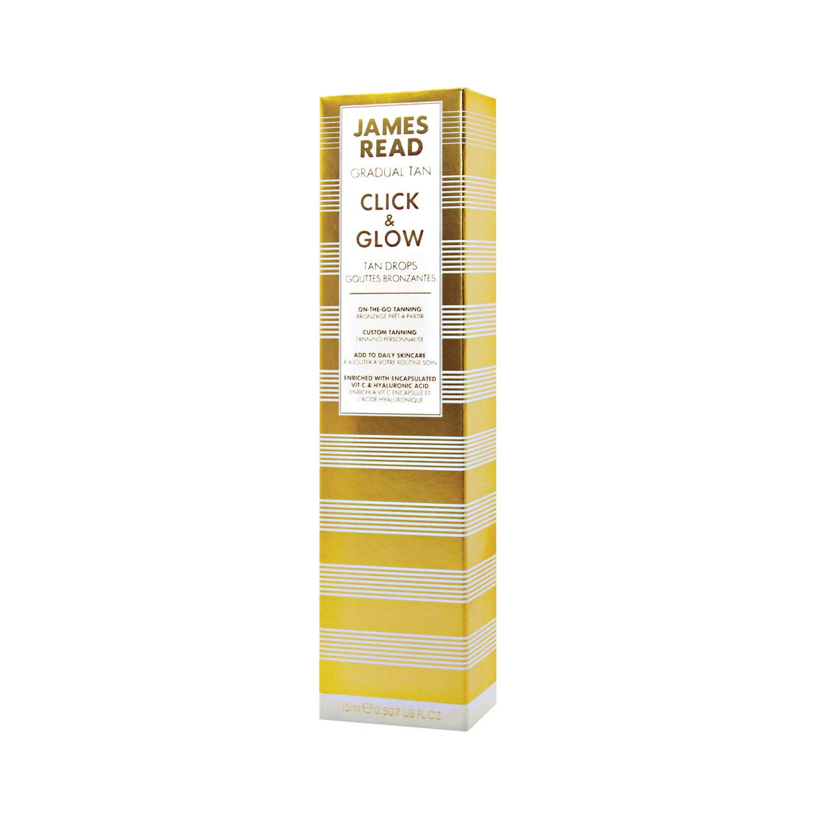 James Read Gradual Tan – Click & Glow Bräunungstropfen 15 ml, für unterwegs, täglich, benutzerdefinierter Bräunungsverstärker und Extender, einfach anzuwenden, reisefreundlich, Vitamin E, Aloe Vera,