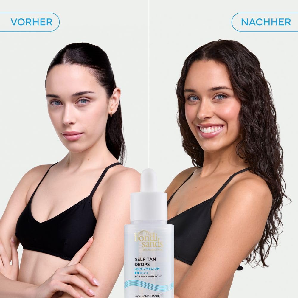 Bondi Sands - Self Tan Drops Light/Medium - Selbstbräuner für Gesicht und Körper in Tropfen, individuell dosierbar, für eine leichte bis mittlere Bräune, 30ml