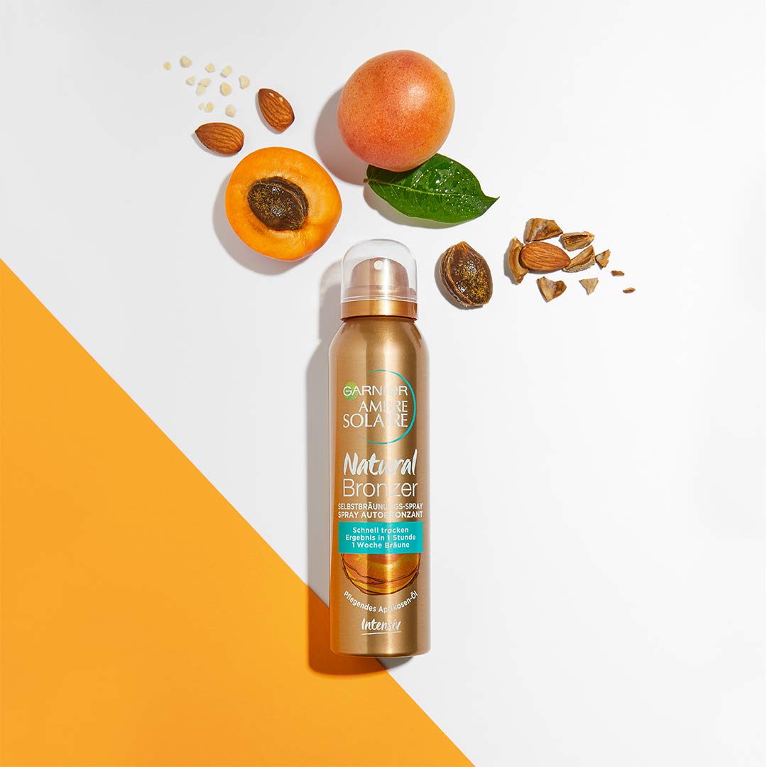 Garnier Selbstbräuner für Gesicht und Körper, Langanhaltende, natürliche Bräune, Ambre Solaire Natural Bronzer Selbstbräunungs-Spray, 1 x 150 ml (Packung mit 2)