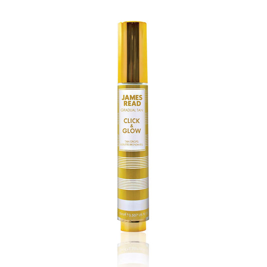 James Read Gradual Tan – Click & Glow Bräunungstropfen 15 ml, für unterwegs, täglich, benutzerdefinierter Bräunungsverstärker und Extender, einfach anzuwenden, reisefreundlich, Vitamin E, Aloe Vera,