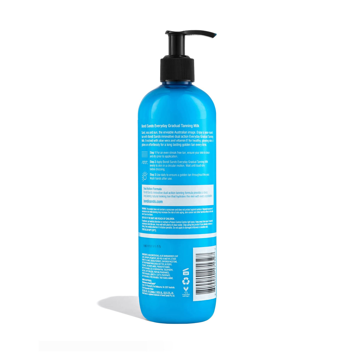 Bondi Sands Everyday Gradual Tanning Milk | Tägliche Körperlotion baut einen natürlichen Glanz in 1–3 Anwendungen auf, angereichert mit Vitamin E und Aloe Vera, vegan + tierversuchsfrei,