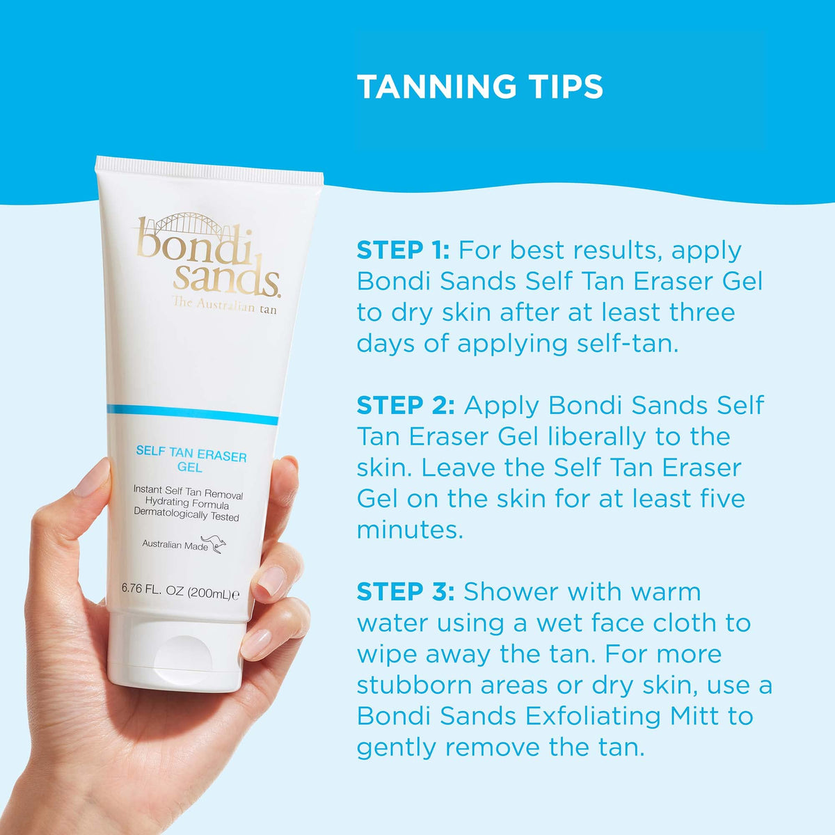 Bondi Sands – Self Tan Eraser Gel - Selbstbräuner Entferner - Künstliche Bräune schnell entfernen - 200 ml