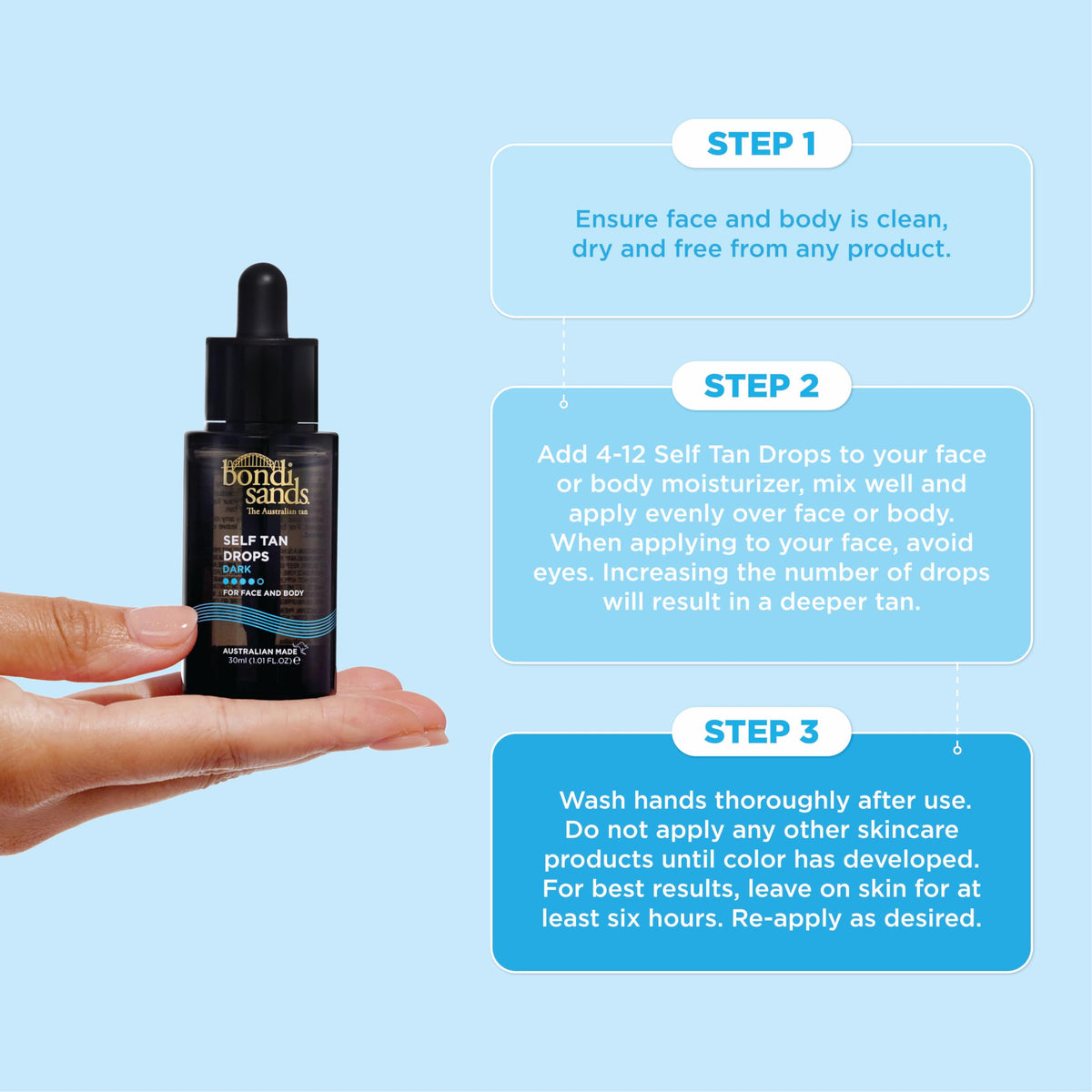 Bondi Sands - Self Tan Drops Dark - Selbstbräuner für Gesicht und Körper in Tropfen, individuell dosierbar, für eine intensive Bräune, 30ml