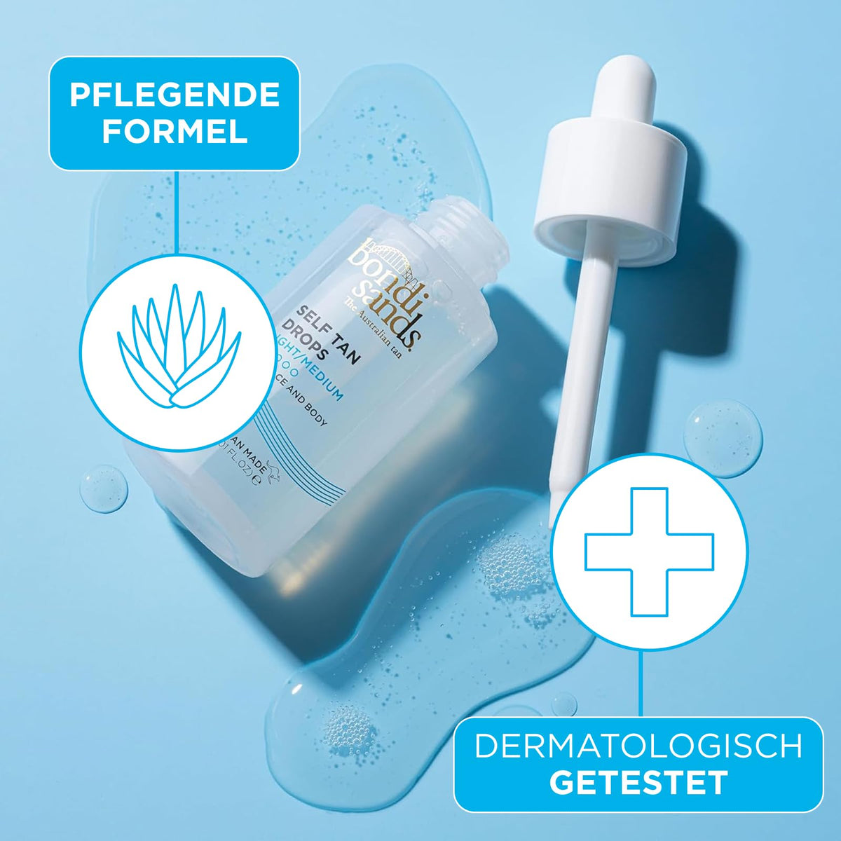 Bondi Sands - Self Tan Drops Light/Medium - Selbstbräuner für Gesicht und Körper in Tropfen, individuell dosierbar, für eine leichte bis mittlere Bräune, 30ml