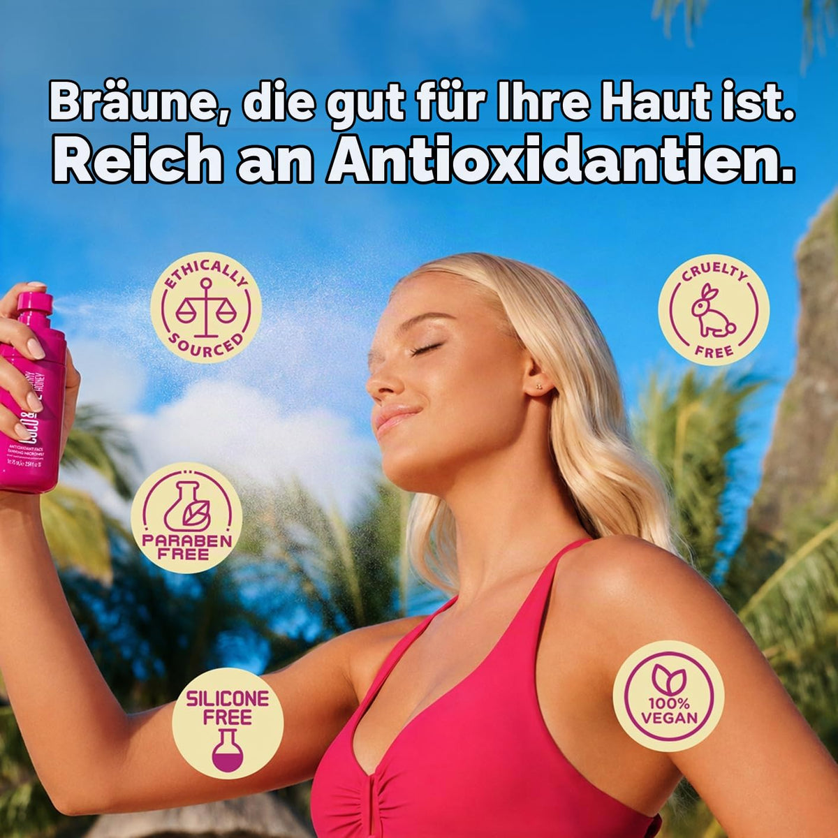 Coco & Eve Antioxidant Face Tanning Micromist. Selbstbräuner mit Antioxidantien für mehr Feuchtigkeit. Schnelle, makellose, streifenfreie Gesichtsbräune. (75 ml)