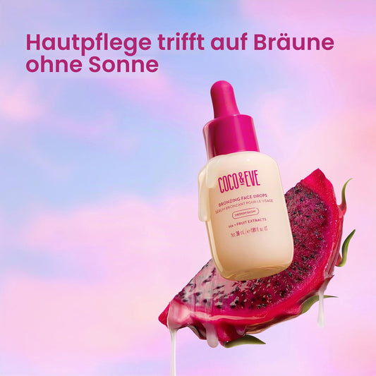 Coco & Eve Bronzing Face Drops - Selbstbräuner-Gesichtstropfen- natürliche Gesichtstropfen mit feuchtigkeitsspendender Hyaluronsäure - 30ml (Dunkel)