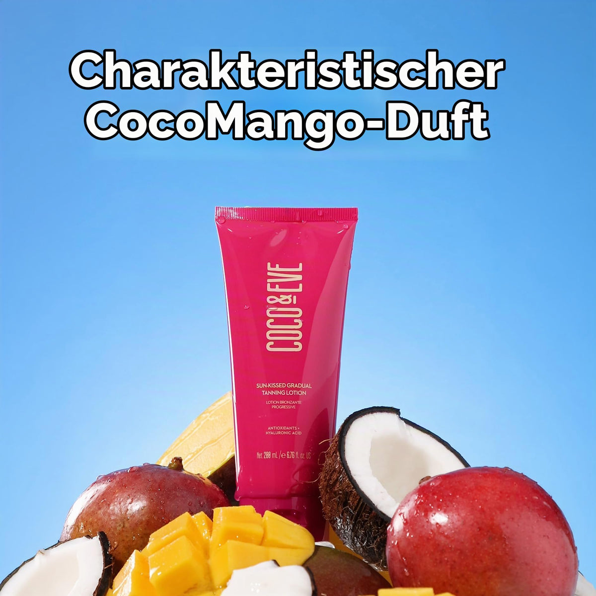 Coco & Eve Sun-kissed Gradual Tanning Lotion - Natural Sunless Moisturizing Tanner with 72H Hydration & Streak-Free, Buildable Glow. Skincare-Infused with Antioxidants and Hyaluronic Acid. (200ml)