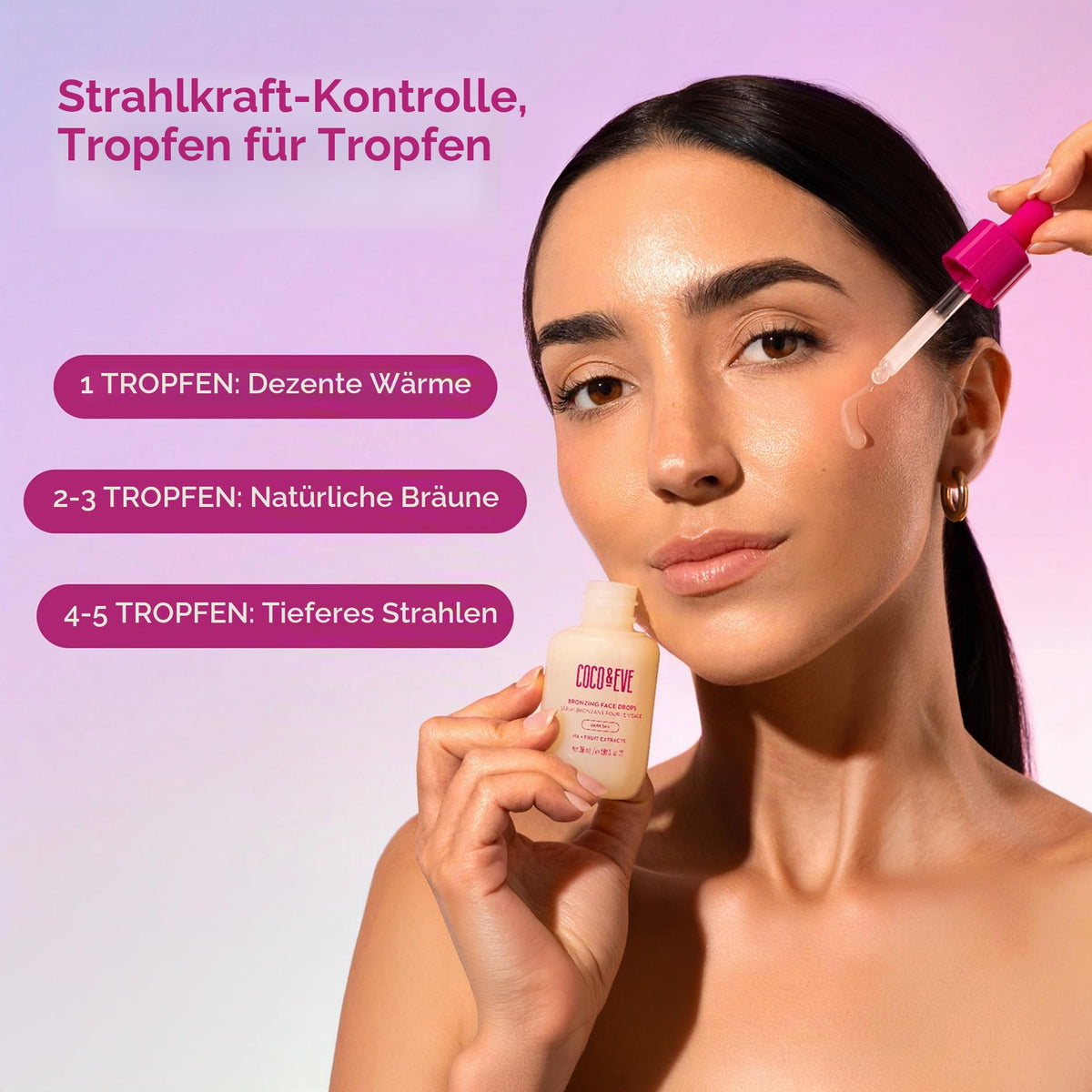 Coco & Eve Bronzing Face Drops - Selbstbräuner-Gesichtstropfen- natürliche Gesichtstropfen mit feuchtigkeitsspendender Hyaluronsäure - 30ml (Medium)