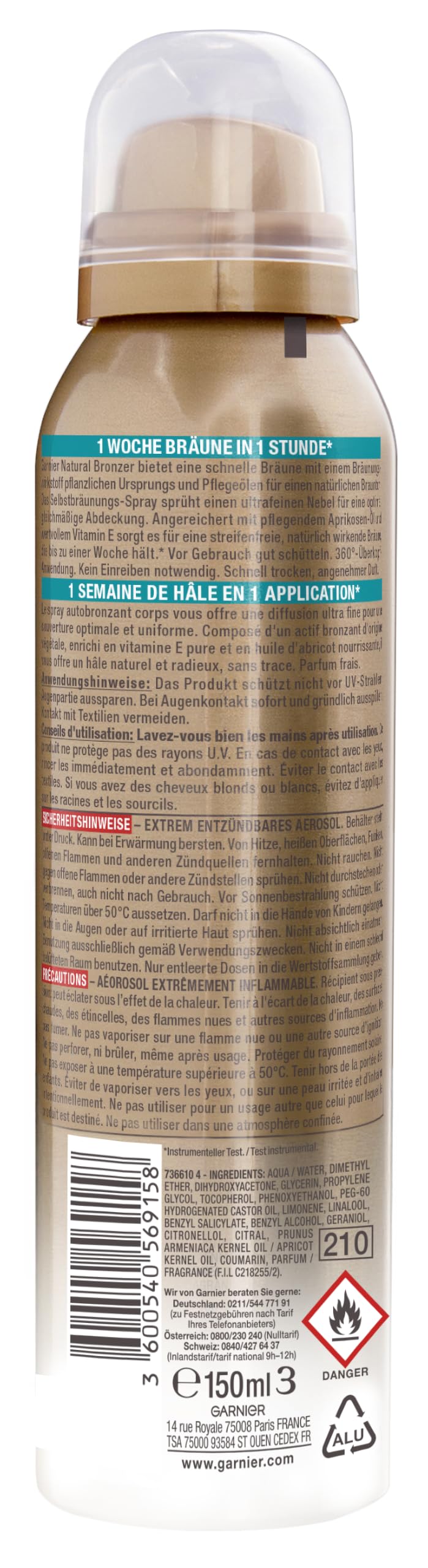 Garnier Selbstbräuner Spray für natürliche Bräune, Körper, 150 ml