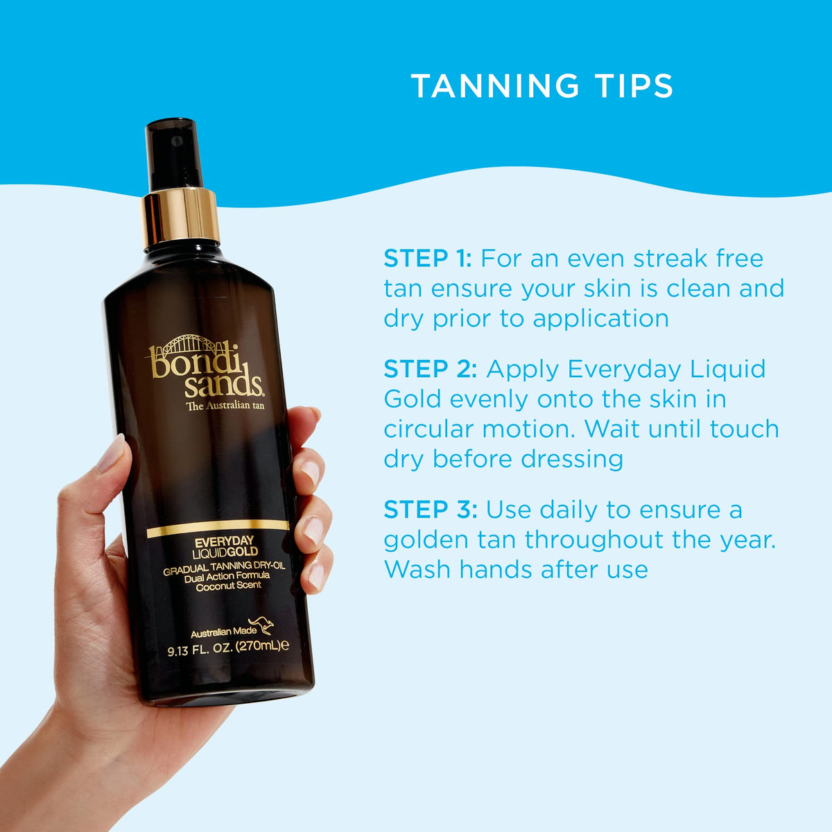 Bondi Sands SANDS 270ml Everyday Liquid Gold Gradual Tanning Oil, 350 g