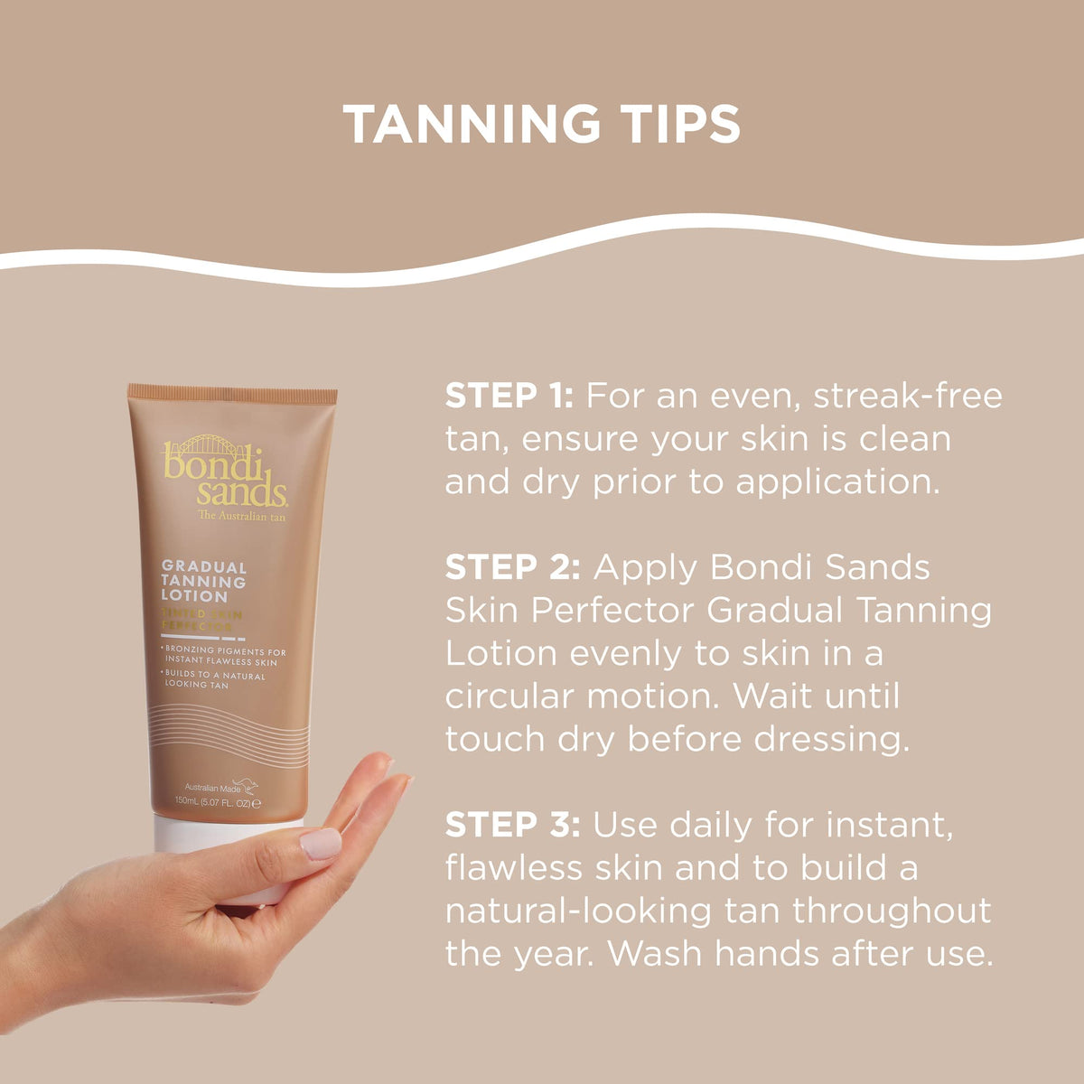 Bondi Sands - Gradual Tanning Lotion Tinted Skin Perfector - Selbstbräuner für den Körper zum graduellen Bräunen, Bräunungscreme mit Sofort-Effekt, für einen natürlichen Glow, vegan, 150 ml
