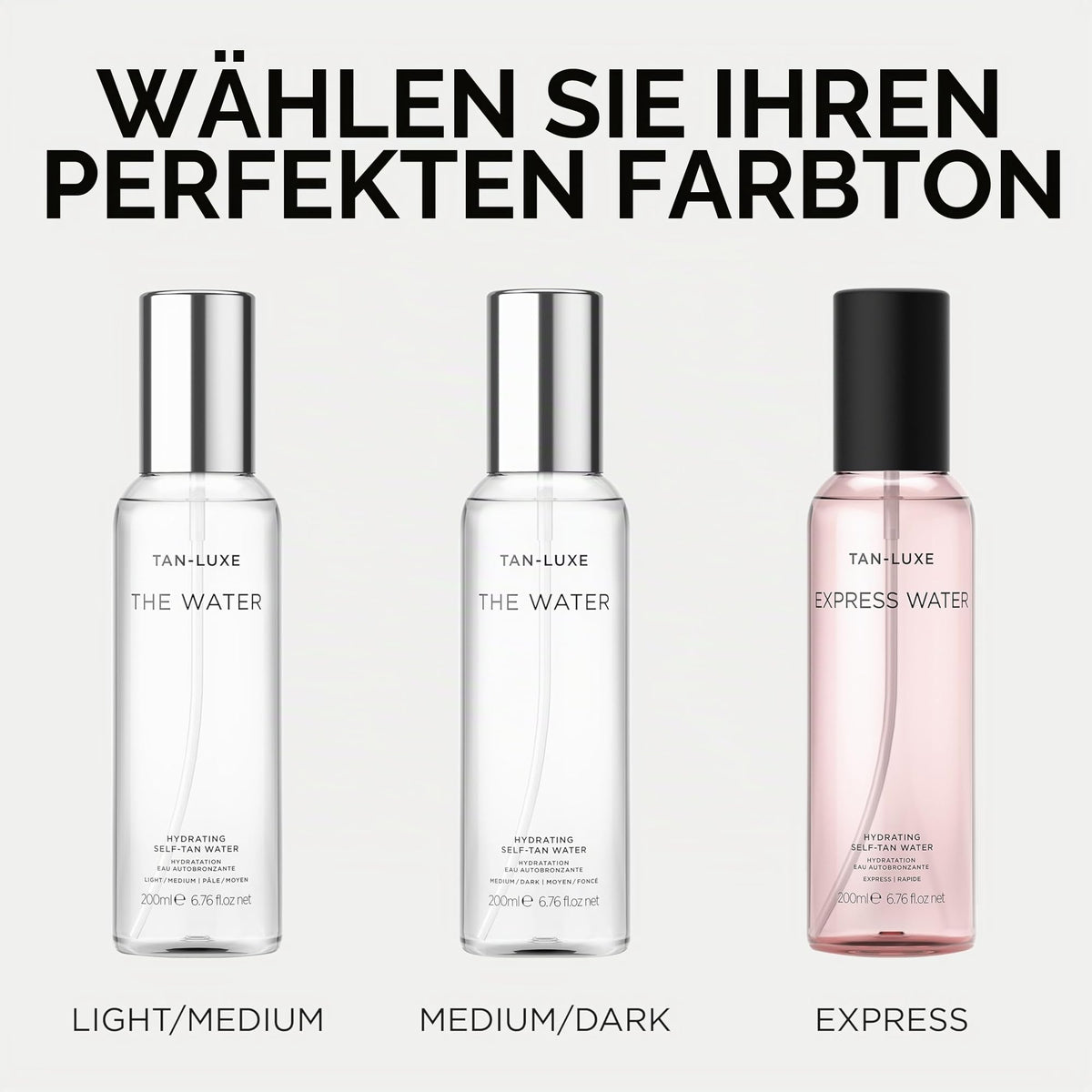 TAN-LUXE THE WATER Selbstbräunungswasser, leicht/mittel (200 ml), selbstbräunendes Wasser, tierversuchsfrei und vegan