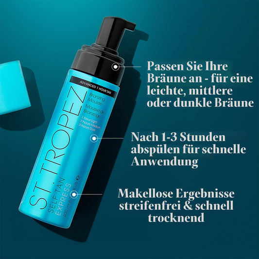 St.Tropez Express Bronzing Mousse – Schnelle Bräune in 1–3 Std (100 ml)