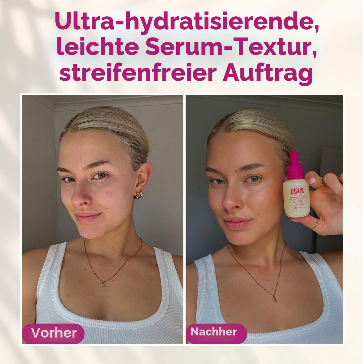 Coco & Eve Bronzing Face Drops - Selbstbräuner-Gesichtstropfen- natürliche Gesichtstropfen mit feuchtigkeitsspendender Hyaluronsäure - 30ml (Medium)