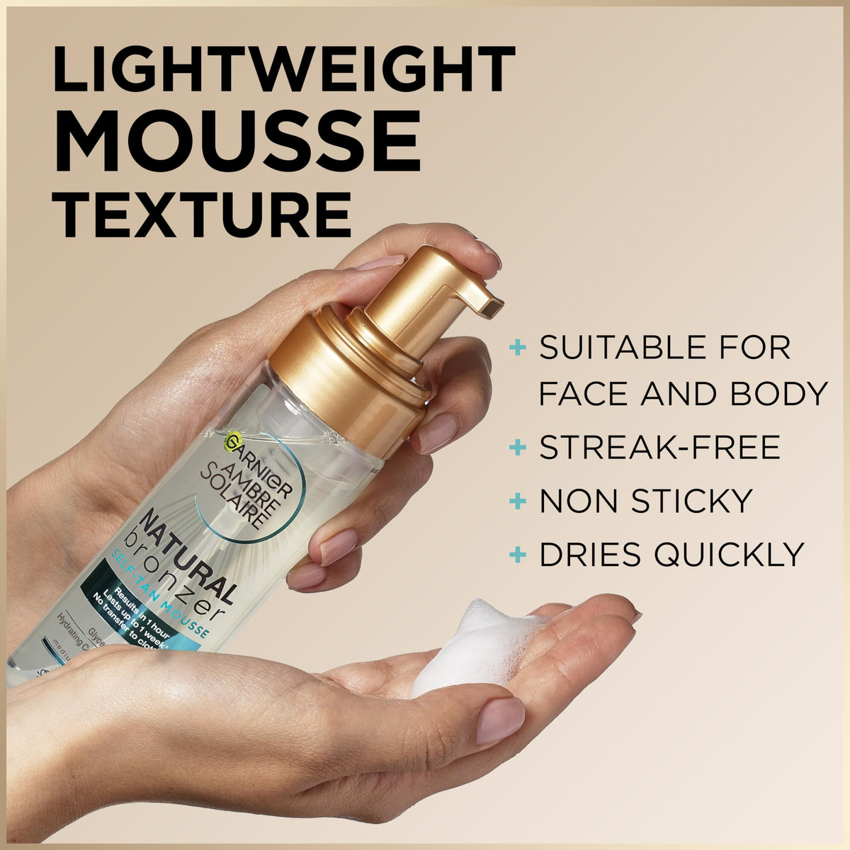 Ambre Solaire Natural Bronzer Self Tan Mousse (Coconut), 300 g, Braun, Vegan, Dunkel