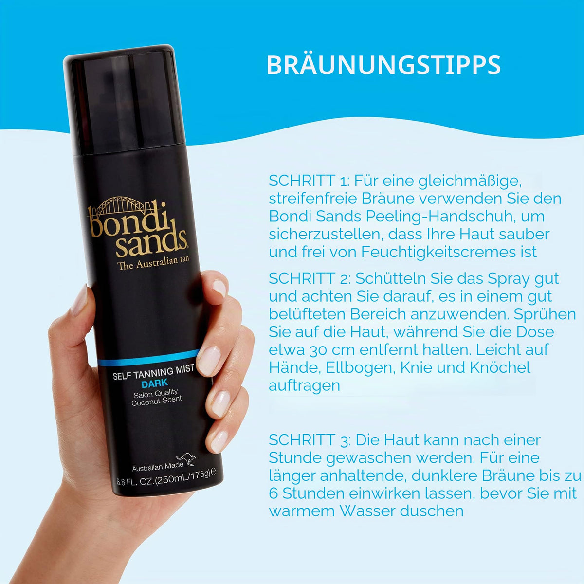 Bondi Sands – Self Tanning Mist Dark – Selbstbräuner, Bräunungsspray für die natürliche Bräune ohne Sonne, 250 ml