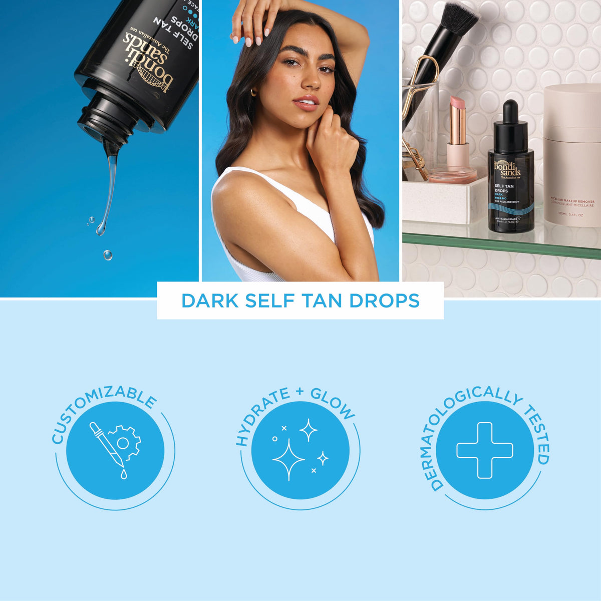 Bondi Sands - Self Tan Drops Dark - Selbstbräuner für Gesicht und Körper in Tropfen, individuell dosierbar, für eine intensive Bräune, 30ml