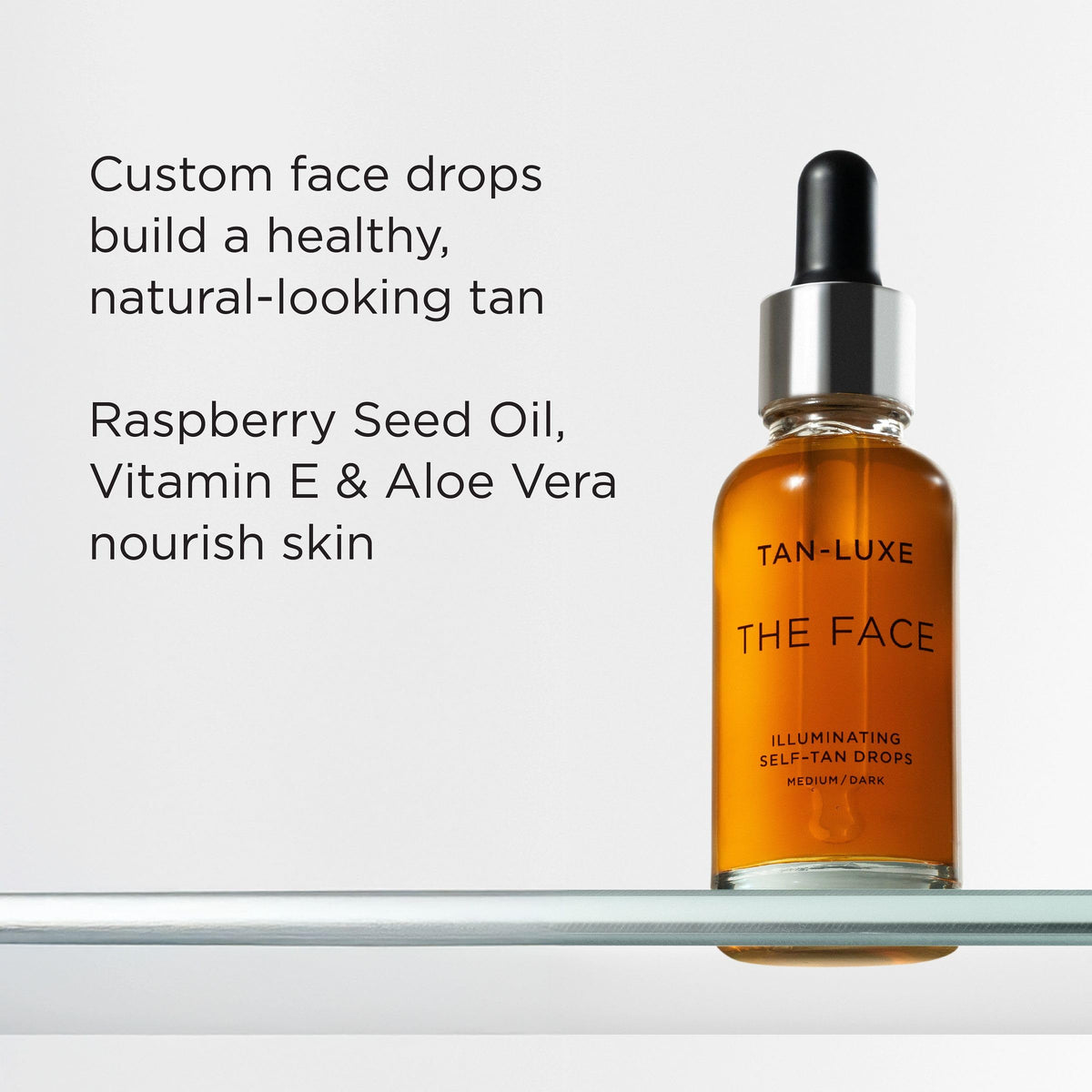 Tan Luxe THE FACE Selbstbräuner-Tropfen, dunkel, Bräunungstropfen zur Hautpflege für individuelle Gesichtsbräunung, tierversuchsfrei und vegan, 10 ml
