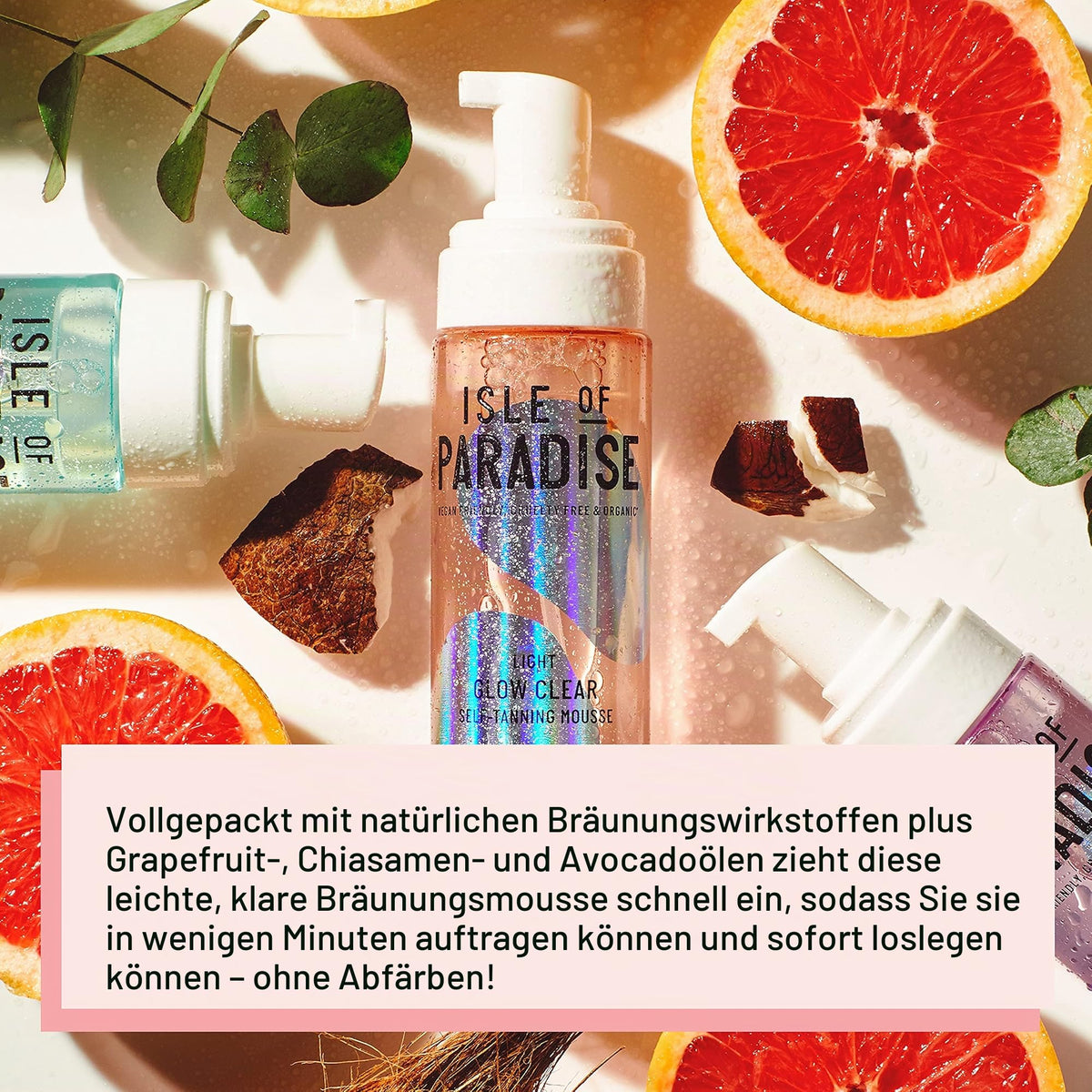Isle of Paradise Selbstbräunungs-Mousse, dunkel (200 ml) Glow Clear Selbstbräunungsschaum, natürliche Inhaltsstoffe & vegan (Verpackung kann variieren)