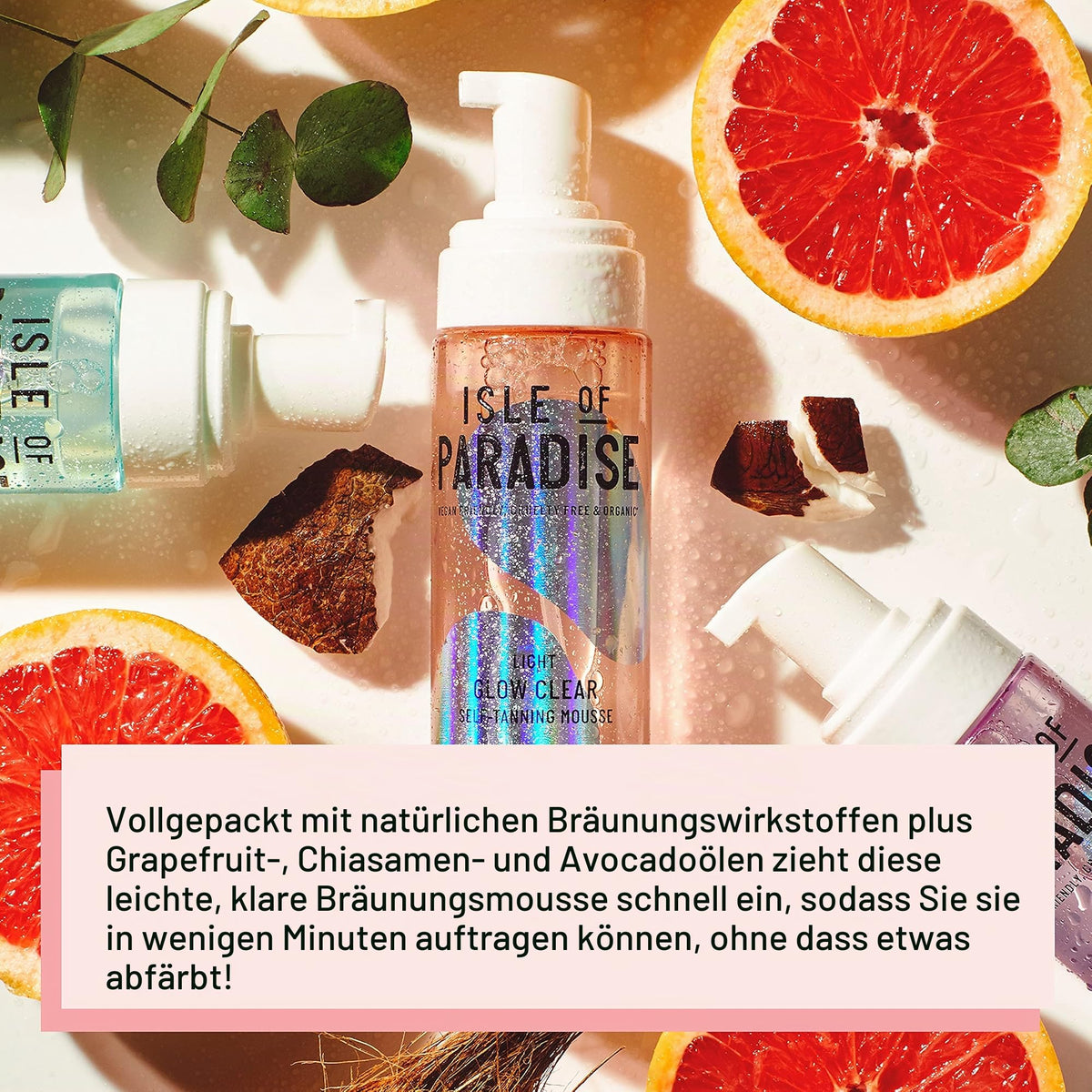 Isle of Paradise Selbstbräunungs-Mousse, Medium (200 ml) Glow Clear Selbstbräunungsschaum, natürliche Inhaltsstoffe & vegan (Verpackung kann variieren)