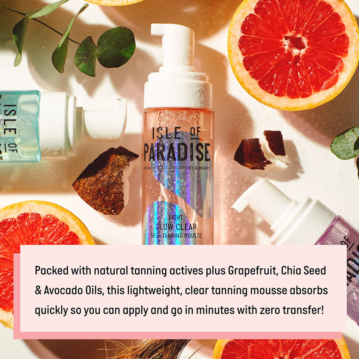 Isle of Paradise Self Tan Mousse, Light (200 ml) Glow Clear Selbstbräunungsschaum, natürliche Inhaltsstoffe & vegan (Verpackung kann variieren)